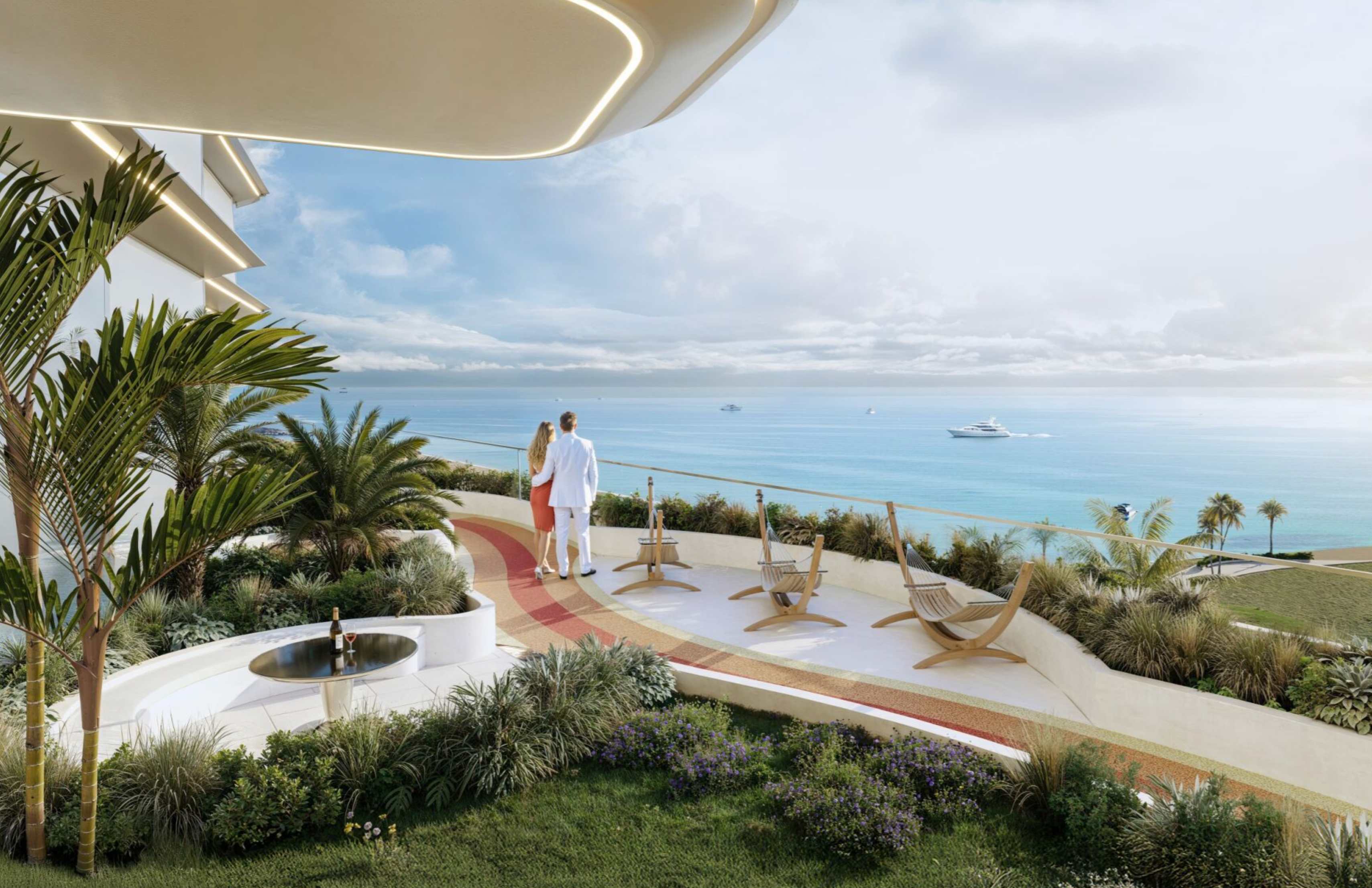 Private terrace with ocean views and modern furniture at Breez by Danube - outdoor living spaces