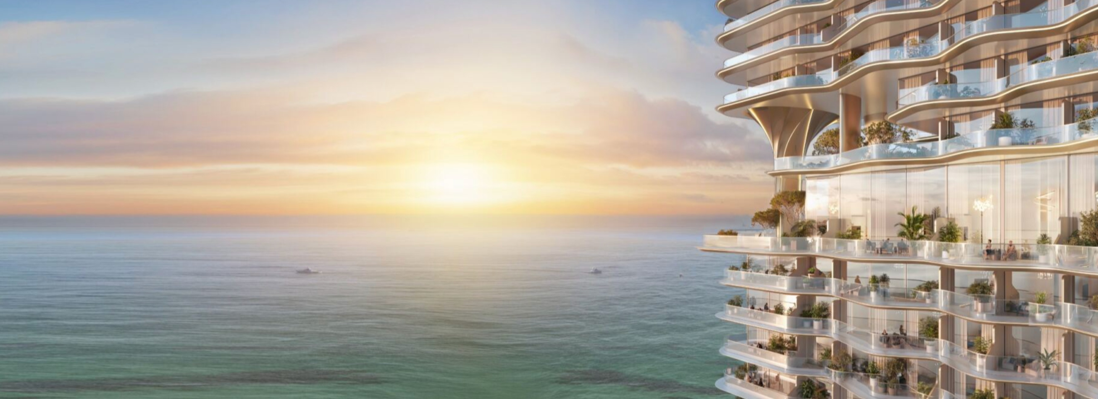 Breez tower waterfront view at sunset